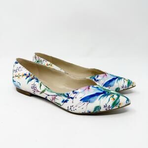 Marc Fisher Floral Pointed Toe Flats 6M Canvas Slip On Cottagecore Garden Spring